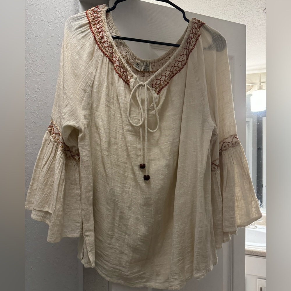 Tree Of Life Embroidered Linen Blouse